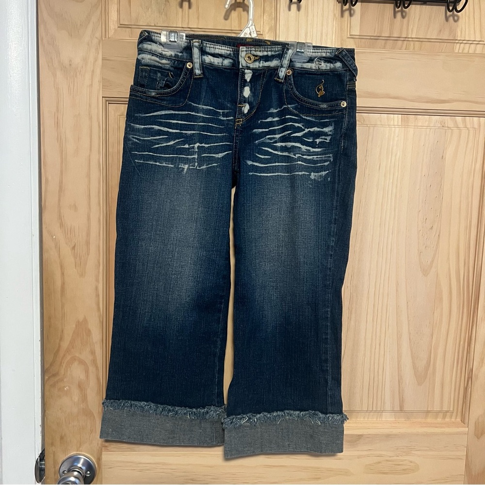 Baby Phat Women's Cropped Jeans in Dark Blue